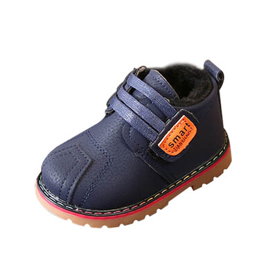 

Baby Girls Boys Solid Patchwork Soft Soled Anti-Slip Shoes New Kids Children Fahsion Winter Warm Ankle Boots Shoes First Walkers