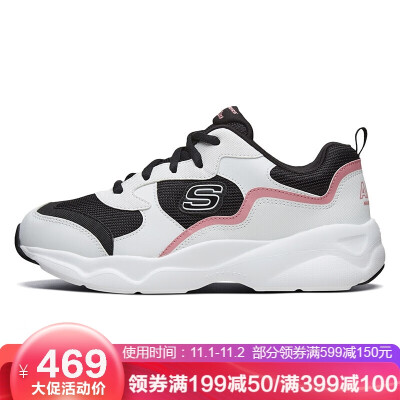 

Skechers Panda Casual Shoes Womens Thick Foundation Vintage Stitching Fashion 66266231-WBPK WhiteBlackPink 39