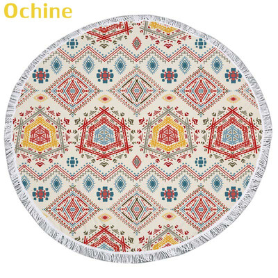 

150cm Summer Swimming Bath Towel Bohemian Pattern Round Microfiber Fringed Beach Towel Mat Carpet Blanket