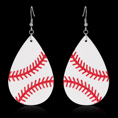 

Fashion Sports Vintage Baseball Basketball Volleyball Rugby Sports Earrings Leather Drop Earrings