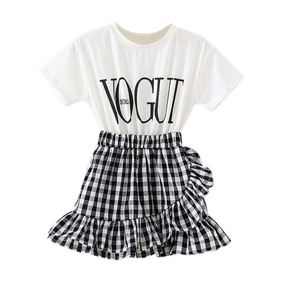 

fashion dress Children Baby Girls Cute Letter Print Fake Two Piece Bottoming Short Sleeved Sweet Dress