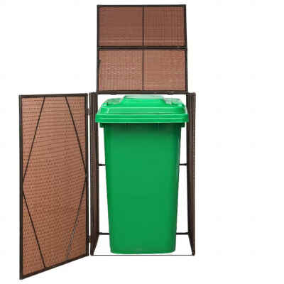 

Single Wheelie Bin Shed Poly Rattan 299"x307"x472" Brown