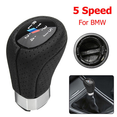 

leather 56 Speed Left Right Drive Gear Shift Knob Head With Boot Cover Stick Shifter Lever For BMW E87 E90 E92 X1 Real Hole