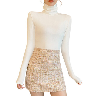 

Knit Bottoming Sweater Women Autumn And Winter Casual Temperament Sweater Fashion New High Collar Slim Sweater Solid Color