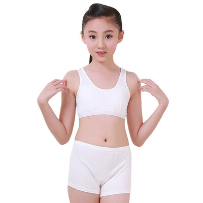 

Puberty Young Girls Cozy Undies Children Clothing Teenagers Cotton Yoga Underwear Set Training Bras Camisole Vest TopPanties