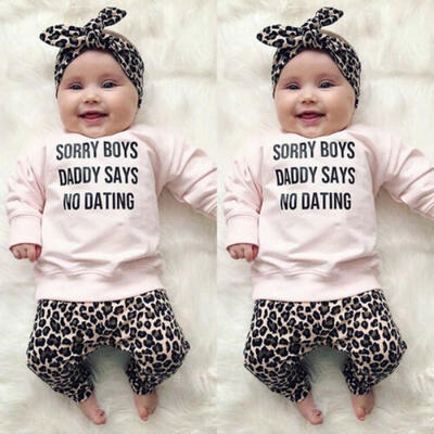 

Newborn Infant Baby Girl T-Shirt Tops Pants Headband Outfit Clothes 3Pcs Set