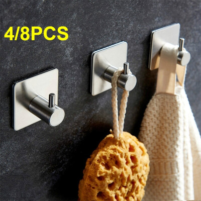 

248PCS Strong Adhesive Sticker Stainless Steel Hooks Wall Door Clothes Coat Hat Hanger Kitchen Bathroom Rustproof Towel Hooks