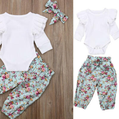 

Newborn Kids Baby Girl Floral Clothes Jumpsuit Romper Bodysuit Pants Outfit Set