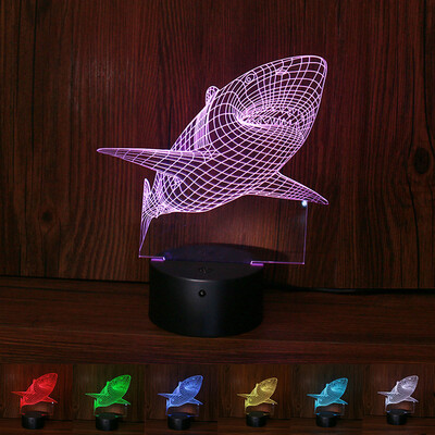 

〖Follure〗3D Shark Night Light Optical Illusion Mood Lamp Nursery Home Light Party Decor