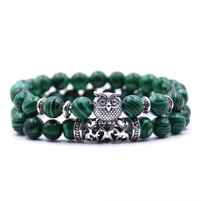 

Natural Stone Owl Bracelets Bangles Charm Bracelet Set For Women Men Bracelet Jewelry