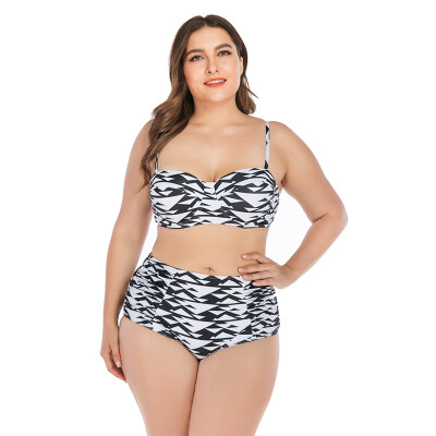 

Women Tankini Printed Strappy High Waist Quick Drying Swimwear Bikini Top Bottom Lady Plus Size Swimsuit Beach Swimming Suit