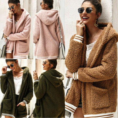 

Women Winter Warm Teddy Bear Fluffy Coat Fleece Jacket Zip Up Outerwear Tops