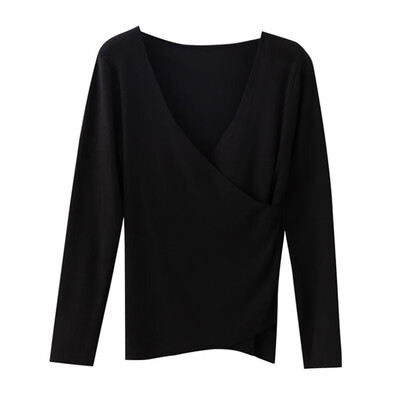 

Temperament Women Sweater Autumn New Knit Pullover Sweet Solid Color V Collar Sweet Loose Long-sleeved Knit Sweater Topsw