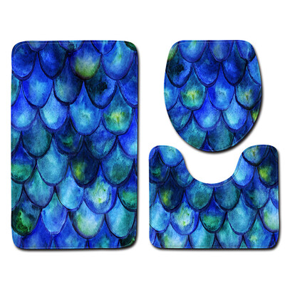 

JPGIF 3pcs Non-Slip Fish Scale Bath Mat Bathroom Kitchen Carpet Doormats Decor