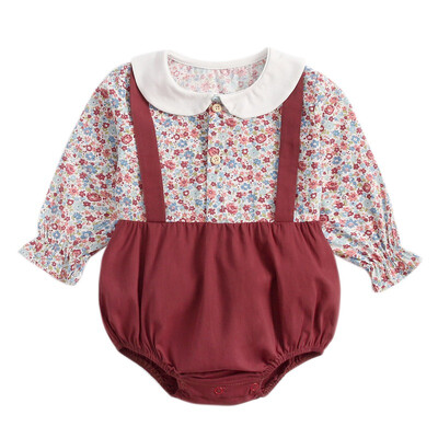 

Autumn Infant Toddler Baby Girls Long Flare Sleeve Flower Print Rompers Baby Kids Jumpsuit Outfits