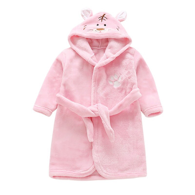 

1-7Y Autumn Winter Kids Flannel Hooded Sleepwear Toddler Baby Soft Bathrobe Robe Cartoon Pajamas Boys Girls Sleepwears 2019