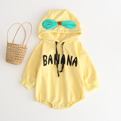 

Spring Autumn Newborn Rompers Baby Boys Girls Cute Fruit Shaped Jumpsuit Long Sleeve Hooded Plus Velvet Letter Print Jumpsuit