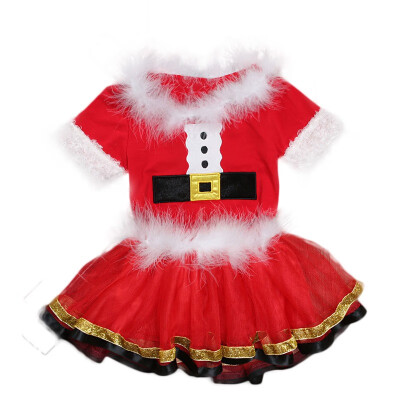 

Baby Girl Clothes Cute Christmas Santa Claus Design Short Sleeve T shirt Tops Skirt Outfits Set