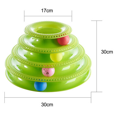 

4 Layers Funny Cat Toys Crazy Ball Disk Anti-slip Interactive Amusement Plate Triple Turntable Play Disc Small Pet Toy For Kitte