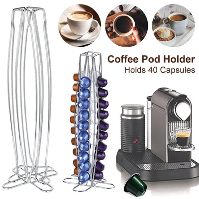 

40 Capsules Coffee Capsule Stand Coffee Holder Coffee Capsule Holder Stainless Steel Revolving Rack