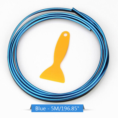 

5M Car Accessory Universal Interior Gap Decorative Strips Blue Chrome Glossy