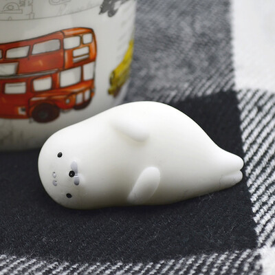 

YIWULASquishy Cute White Seal Healing Squeeze Abreact Fun Joke Gift Rising Toys