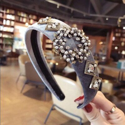 

Womens Crystal Headband Wide Fabric Hairband Head Wrap Hair Band Accessories