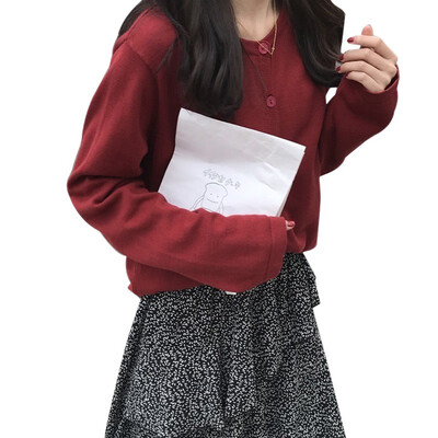 

Autumn Women Fashion Knitted Sweater Cardigans Coat Female Loose Thin Solid Color O Neck Long Sleeve Cardigan Sweaters