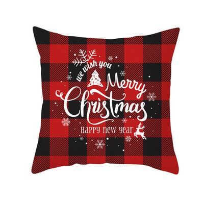 

177in Double-sided Decorative Christmas Theme Checked Throw Pillow Case Red Green Black Plaid Cushion Cover for Sofa Car Home