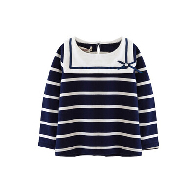 

Cicie self-employed childrens clothing girls T-shirt navy wind striped shirt pullover girls girls childrens shirt 173046 navy blue 11056