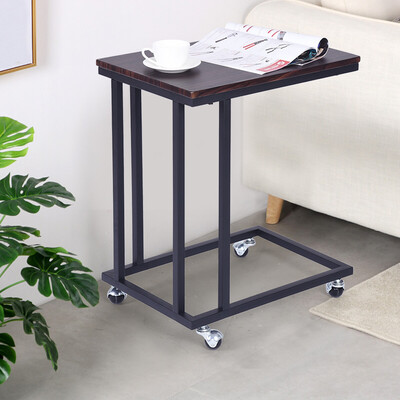 

Siaonvr Snack Side Table Computer Desk Wood With Metal Frame And Rolling