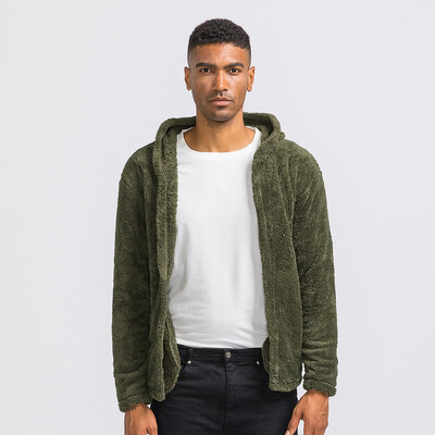 

Toponeto Fashion Men Winter Casual Loose Double-Sided Plush Long Sleeve Hoodie Tops Coat