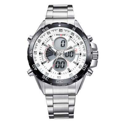 

WEIDE WH1103 Dual Display Two Movement Quartz Digital Men Watch 3ATM Waterproof LCD Backlight Auto Date Day Week Alarm Stopwatch W