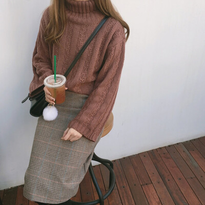 

2019 Women Sweater casual solid turtleneck female pullover flare sleeve warm soft spring autumn winter knitted