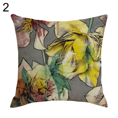 

Retro Flower Pillow Case Linen Cushion Cover Sofa Bed Car Cafe Office Decoration