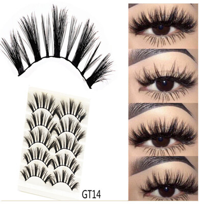

Gobestart 3D Imitation Water Mane Stereo Fiber False Eyelashes Long Thick Eyelashes 5Pairs