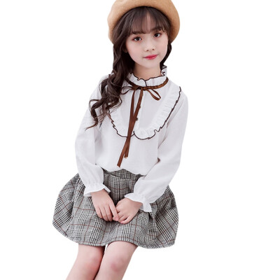 

Summer Baby Girl Short Sleeve Cotton Plaid Print T-shirt Blouse Pleated Skirts Casual Outfits Set