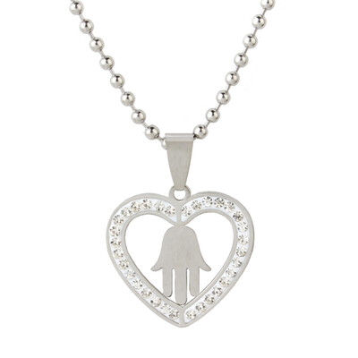 

2019 Hot Fashion Personality Love Love Full Diamond Cross Tree Leaves Crown Pendant Titanium Steel Couple Necklace