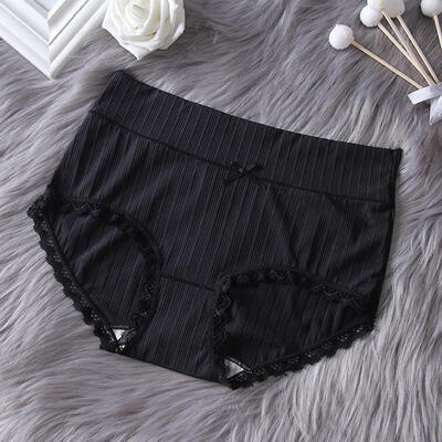 

Womens Panties Thread Ice Silk Female Lace Edge Breathable Briefs Sexy Underwear Women Mid Waist Crotch Lingerie Intimates