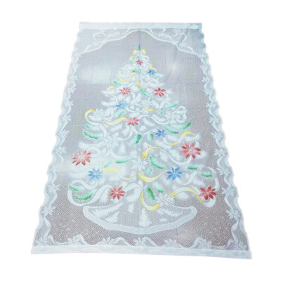 

NEW Christmas Themed Lace Curtain Rod Pocket Window Treatment Panel Holiday Decorations Polyester 40"W x 84