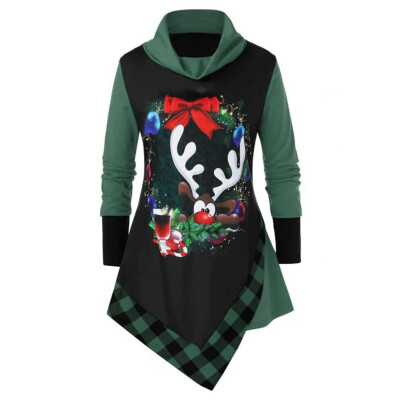 

Tailored Womens Long Sleeve Turleneck Sweatshirts Christmas Funny Printed Irregular Tops