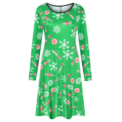 

Tailored Womens Stylish O Collar Splice Print Long Sleeve Dress Long Dress