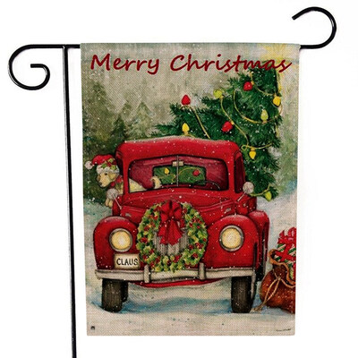 

Merry Christmas Red Truck with Gifts Double Sided Winter Garden Flag