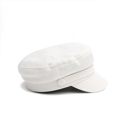 

Hat womens breathable cotton hemp sun hat Korean version casual Navy hat all kinds of flat top cap fashionable octagon hat