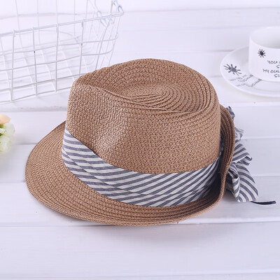 

Baita Leisure Korean Edition Butterfly Knot Straw Knitting Jazz Hat Lady Straw Hat Sunshade Sunscreen Beach Holiday Wholesale