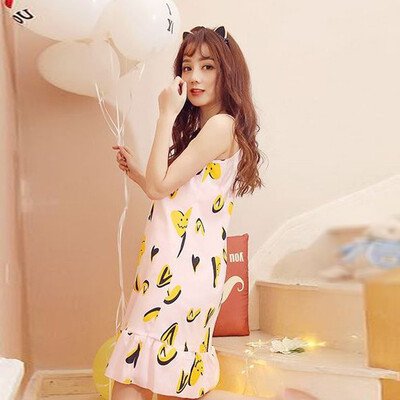 

Robe Sexy Milk Slik Nightdress Camisole Cute Women Deep V-neck Sleeveless Night Gown Nightgown Lingerie
