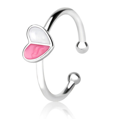 

Sweet Ice Cream Love Ring Female Pink White Love Heart Women Open Ring