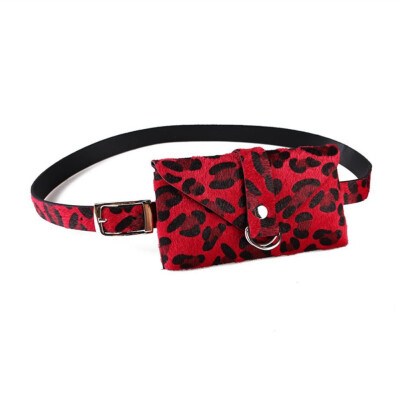 

Women Ladies Fashion Leopard Print Waist Bag Girl Waist Pack Hip Waist Pack Plush Pu Waist Belt Bag Pouch