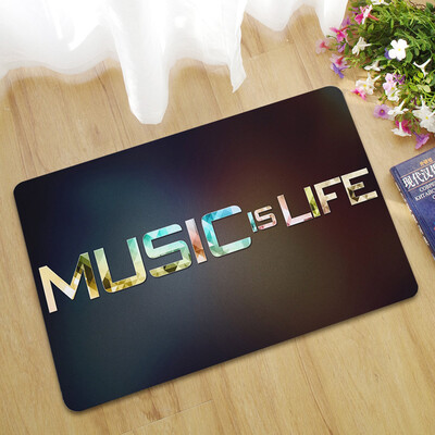 

Toponeto New Music Note Printing Flannel Bathroom Area Rugs Kitchen Carpet Door Mat