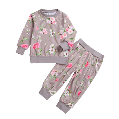 

Children\s Sets Long Sleeved Sweater Pants Girls Covered In Flower Suits Girl\s Full-Length Flower Long Sleeve Sweater Suit I